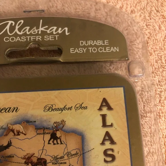 Alaska 8”x7” Metal Sculpture Plus NIP Alaska Coaster Set